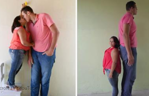Él mide 2,34 metros y su esposa solo 1,52. Son una “pareja dispareja” pero con mucho amor de por medio