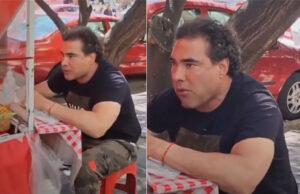 Captan a Eduardo Yáñez comiendo en puesto callejero; «Se ve muy tranquilo», reaccionan